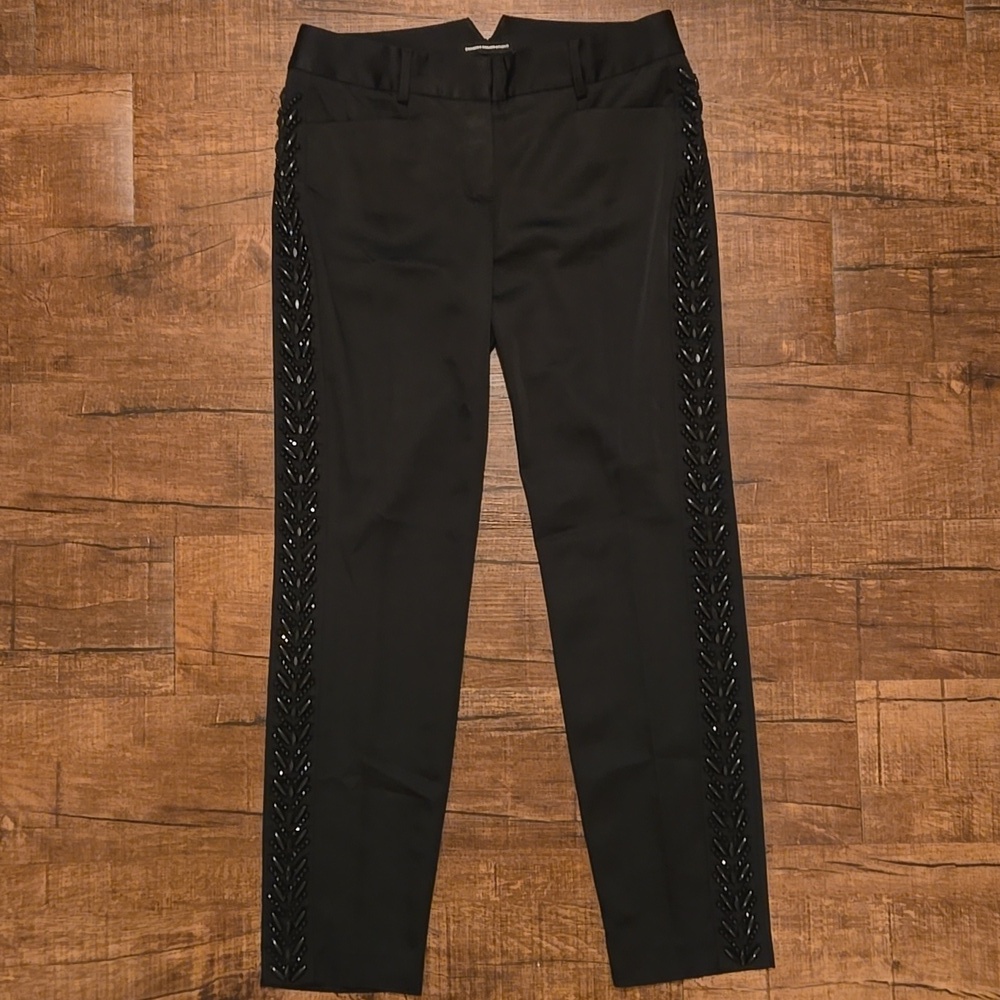Express Black Tuxedo Editor Dress Pants – Beaded Embroidery Tailored Fit Size 4 - Picture 7 of 7